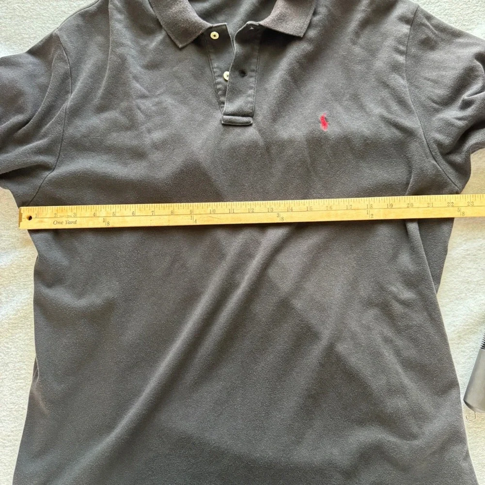 VTG Polo Ralph Lauren Mens XL Black Short Sleeve Polo Shirt Red Pony Logo Cotton